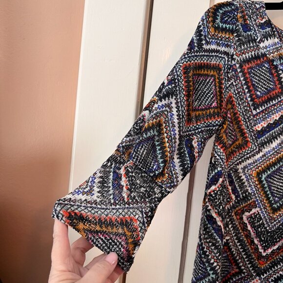 Ladies New Directions Long Sleeved Top Geometric Size PS Colorful Pre-owned - Picture 2 of 5